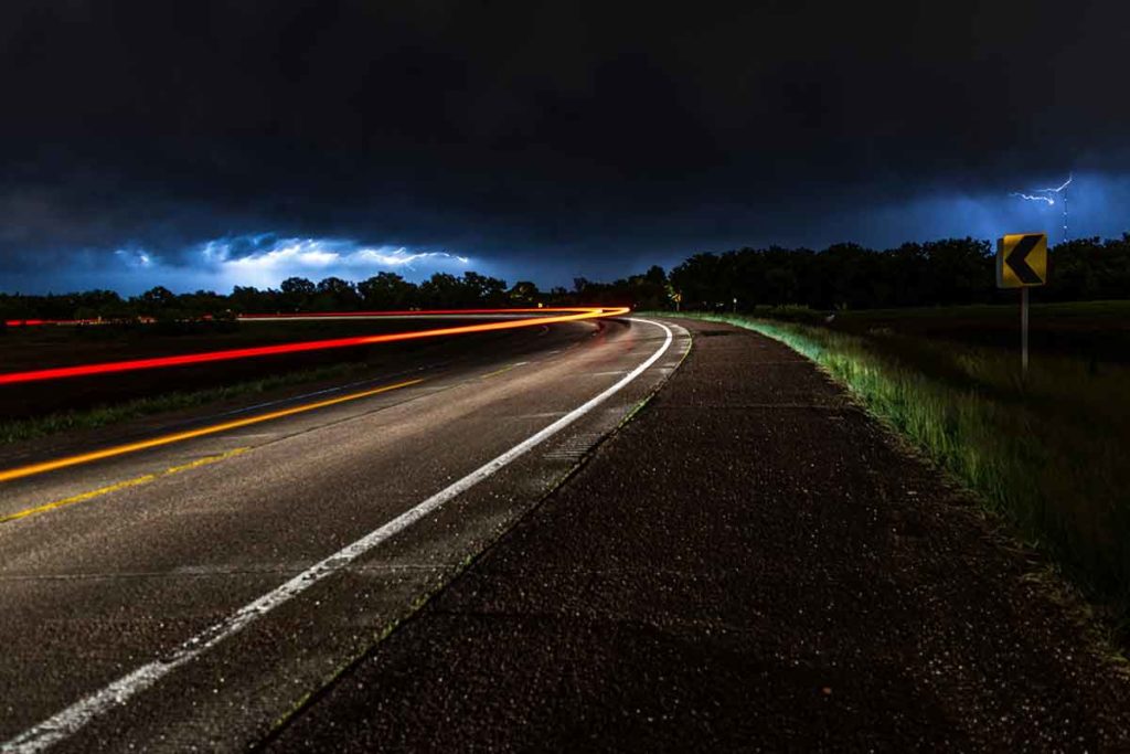 storm brewing over road
